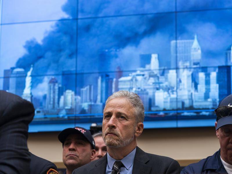 A tearful Jon Stewart has called out members of the US Congress for their failures on 9/11 funding.