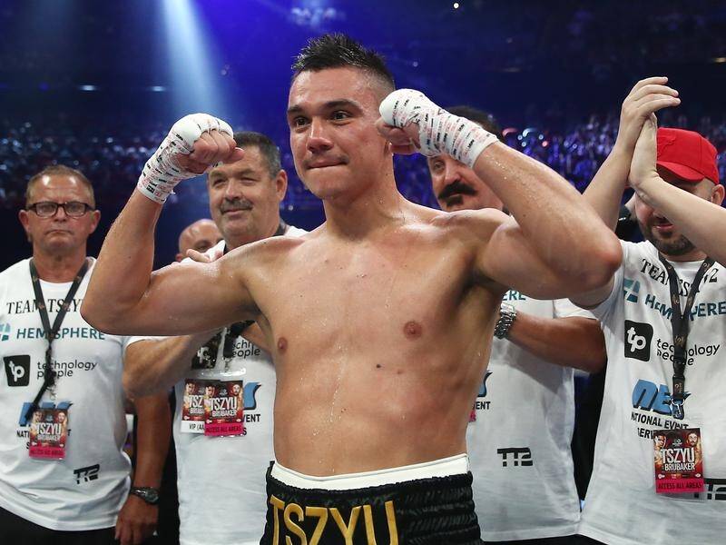 Tim Tszyu (pic) is on track for a world title bout after a fourth-round stoppage of Jack Brubaker.