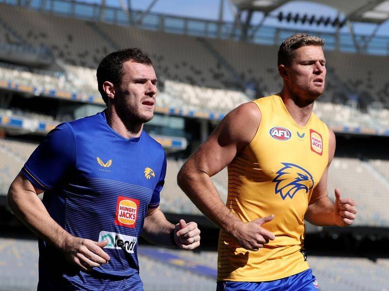 After battling hamstring issues, Luke Shuey (l) is close to an AFL return for West Coast.