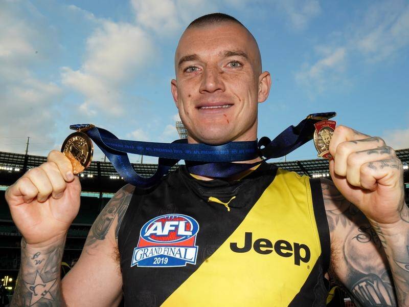 Dustin Martin is Luke Hodge's tip to win a record third Norm Smith Medal in Saturday's grand final.