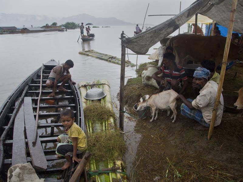 Villagers in northern India, Nepal and Bangladesh have been forced from their homes by the floods.