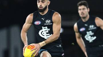 A hamstring injury means Carlton will miss Adam Saad's rebound out of defence. (Joel Carrett/AAP PHOTOS)