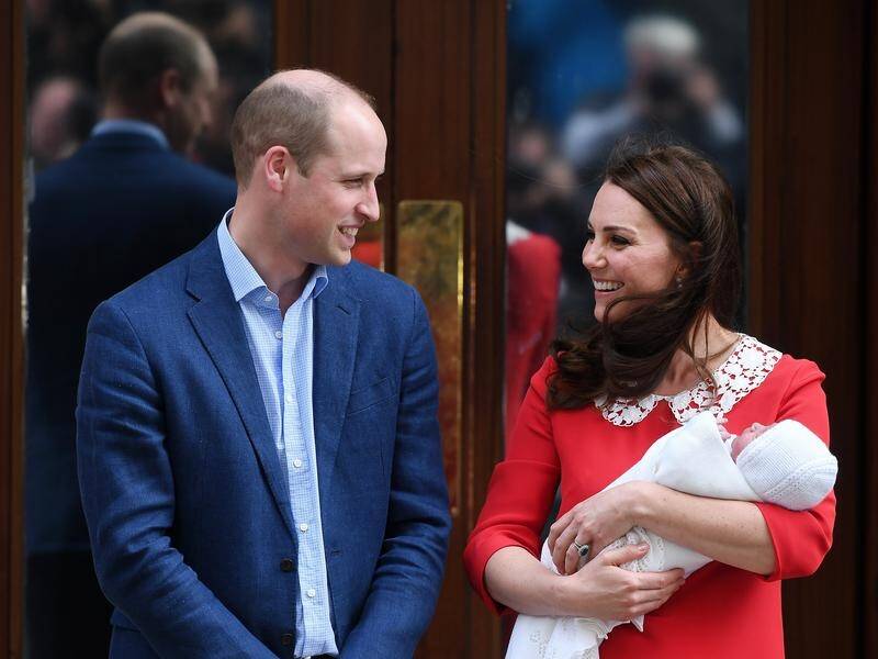 Prince William and his wife Catherine with their newborn son, who is fifth in line to the throne.