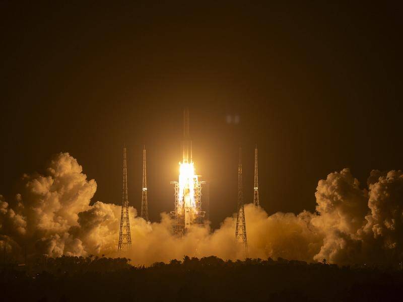 The Long March-5, carrying the Chang'e-5 spacecraft, launched from the Chinese island of Hainan.