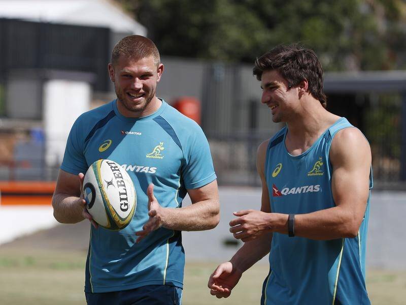 Former Wallaby Blake Enever (l) has joined Premiership Rugby club Leicester from the Brumbies.