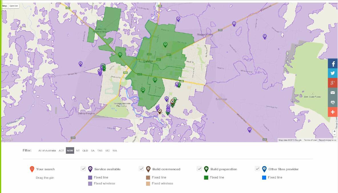 Eastridge is no longer categorised as part of the NBN Co's 'build preparation' area in Dubbo. Photo: CONTRIBUTED