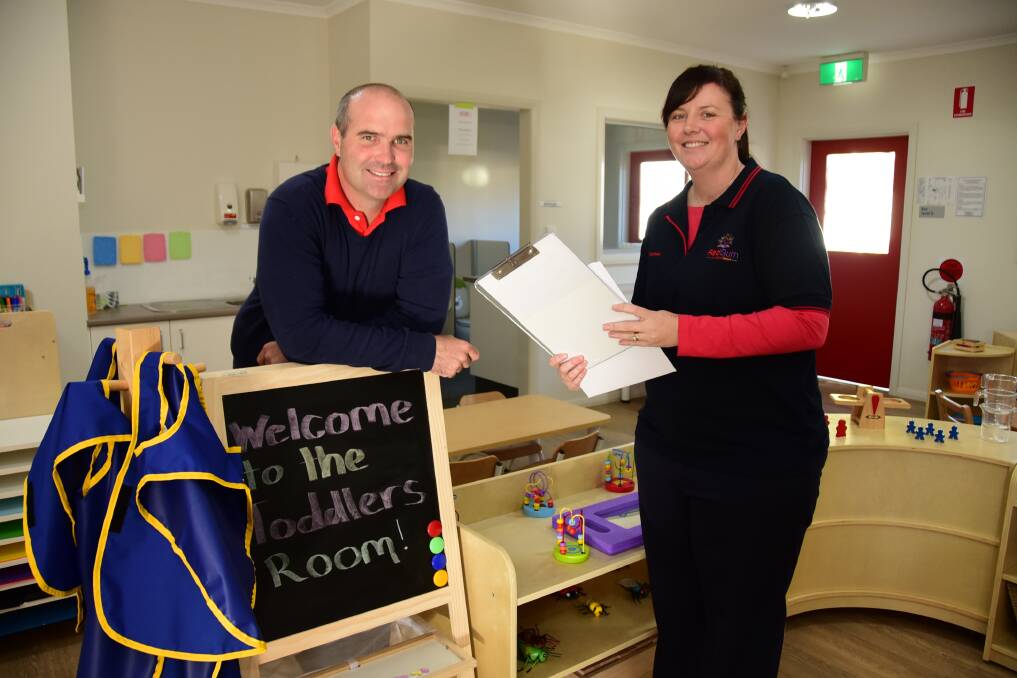 Red Gum Child Care Centre owner, Nick Sykes and director, Deanna McCarthy. 
 
	Photo: BELINDA SOOLE