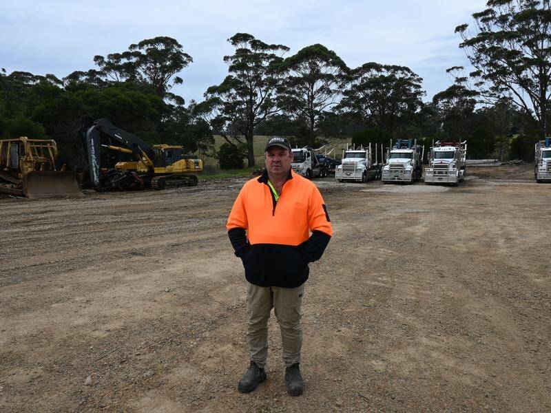 Rob Brunt's specialised machines will be redundant when the Victorian logging ban begins next year. (Adrian Black/AAP PHOTOS)