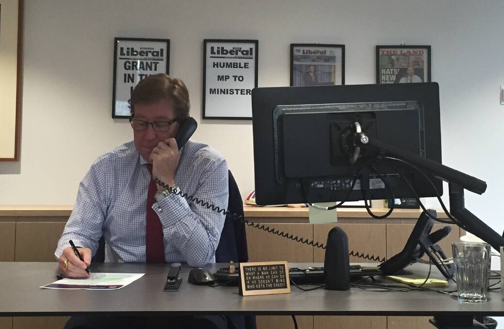 Member for Dubbo and acting premier Troy Grant in his office in Sydney. Photo: CONTRIBUTED