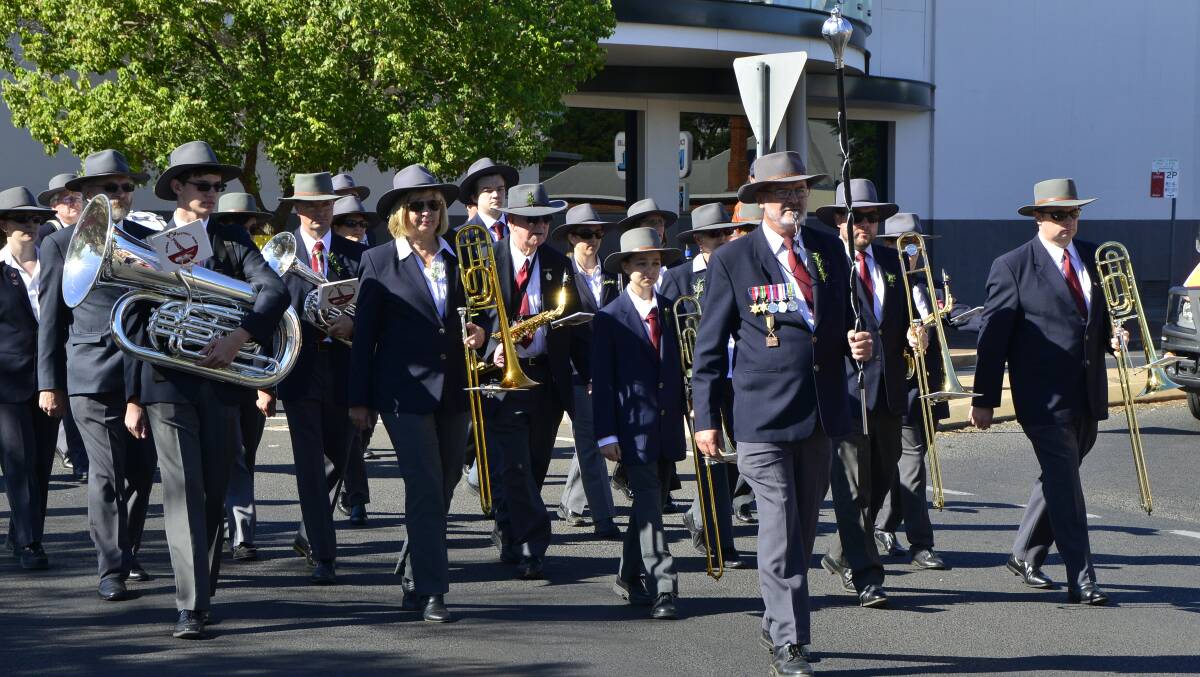 Dubbo District Concert Band pictured during this year's Anzac Day parade. Photo: BELINDA SOOLE