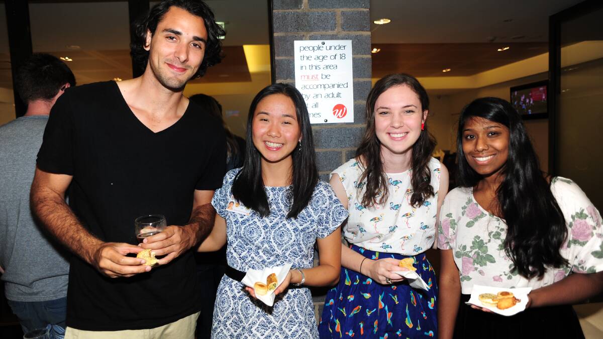 SCHOOL OF RURAL HEALTH MEDICAL STUDENT DINNER:  Brayden Campbell, Amy Cui, Amy McTaggart and SureKa Vyravipillai. Photo: Cheryl Burke. 