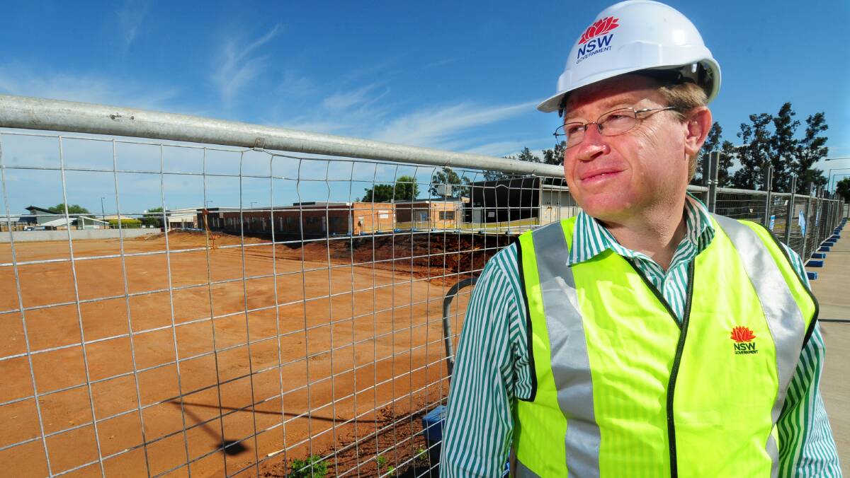 Dubbo MP Troy Grant at the site of the hospital redevelopment. 