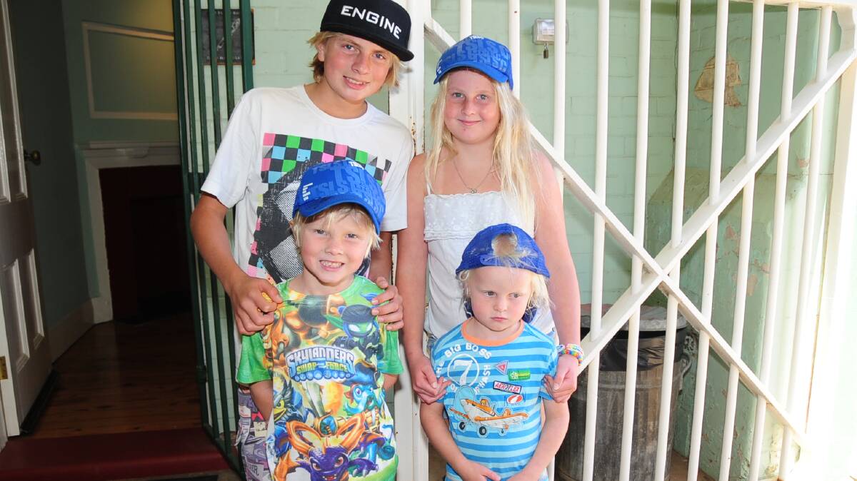 EASTER FAMILY FUN AT THE OLD DUBBO GAOL: Jake, Elise, Jayden and Josh Beaumont.  Photo: CHERYL BURKE