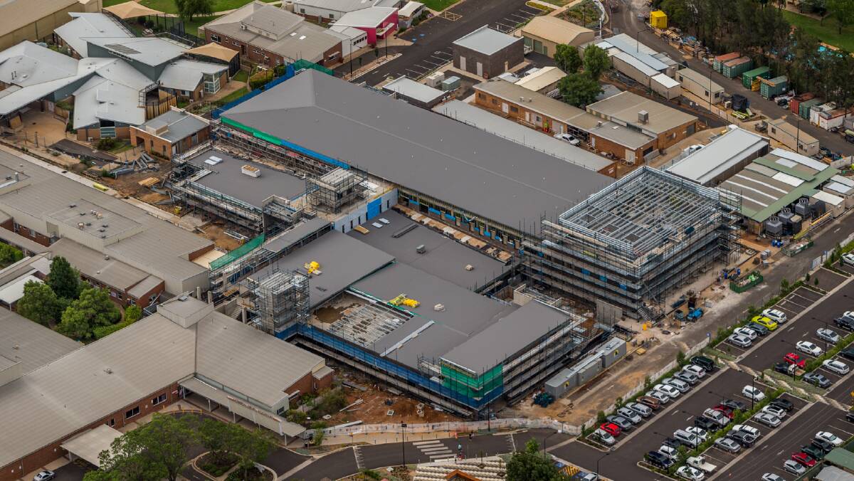 Aerial shot of the construction at the Dubbo Base Hospital taken in December 2014. Photo: DUBBO HOSPITAL 