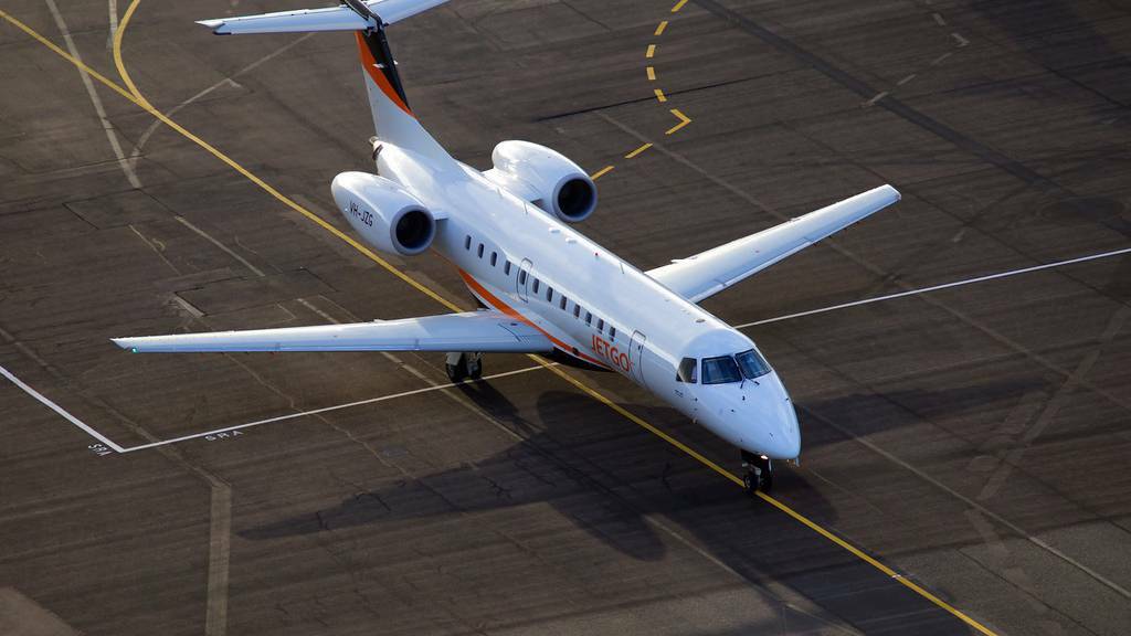 The Embraer 135 aircraft that will operate the new service from Dubbo to Brisbane from July. Photos: DAVE PARER.