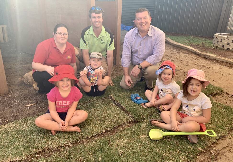 AREA FOR PLAY: It was hard to contain the excitement at Dubbo Early Learning Centre over the new turf. Photo: CONTRIBUTED