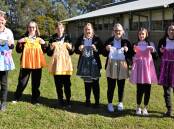 Dubbo College Senior Campus Year 11 Textiles students Sofie Foster, Chelsea
Readford, Courtney Readford, Chloe Crowfoot, Katelyn Edmunds, Eve Lalicz and Lara
Ireland with their finished dresses. Picture: Supplied