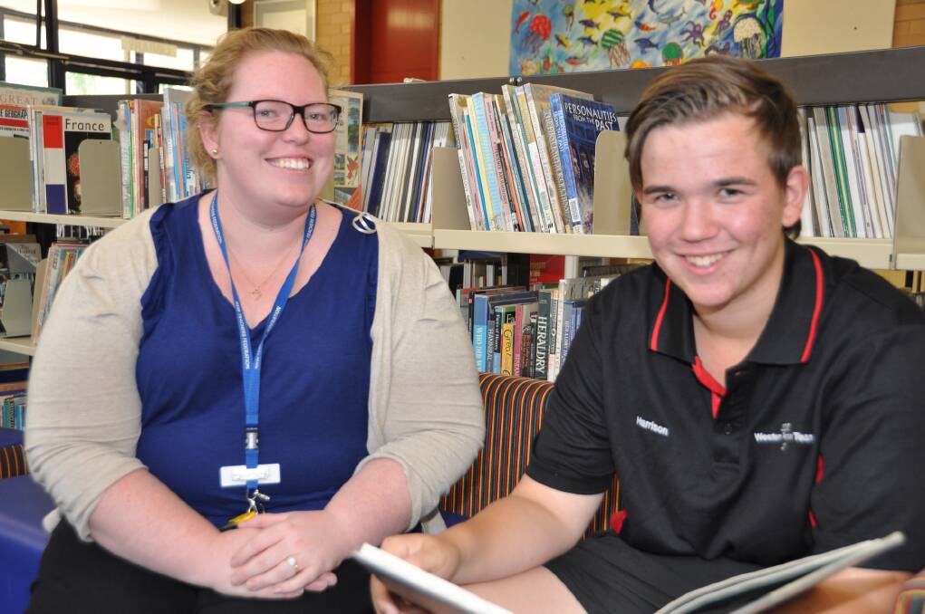 CONFIDENCE IMPROVING: Dubbo College student Harrison Crowfoot (right), who has been to the Junior State Debating Championships, and Delroy Campus debating coach Emma Booth. Photo: CONTRIBUTED