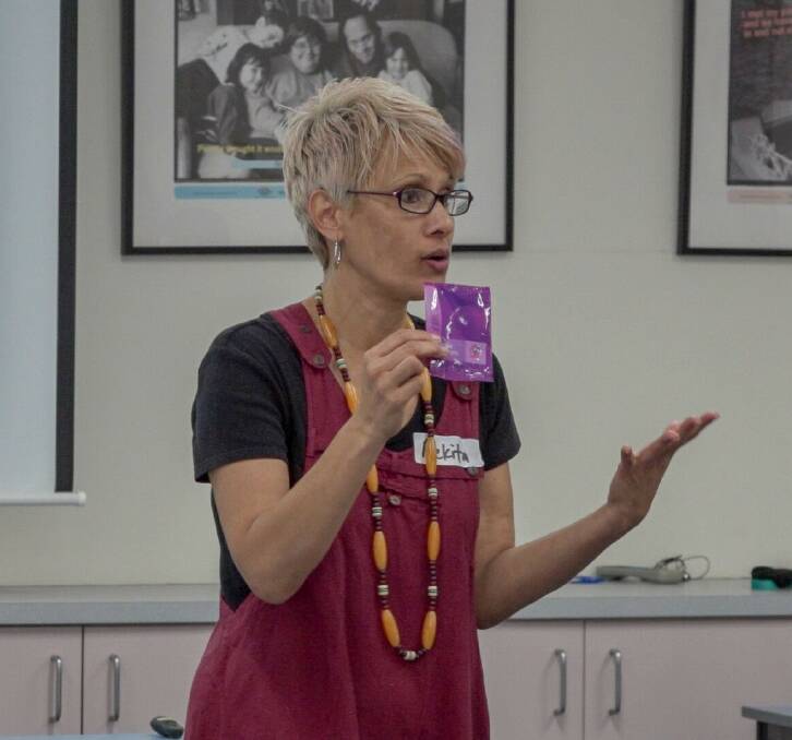 DIFFICULT TOPIC: Family Planning NSW disability education officer Mekita Vanderheyde running a reproductive and sexual health education course. Photo: CONTRIBUTED
