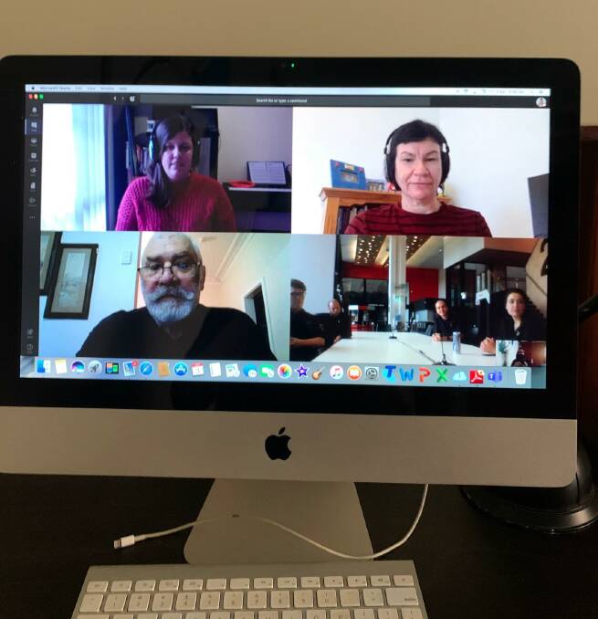 Dubbo theatre staff catching up via video conference. Photo: CONTRIBUTED