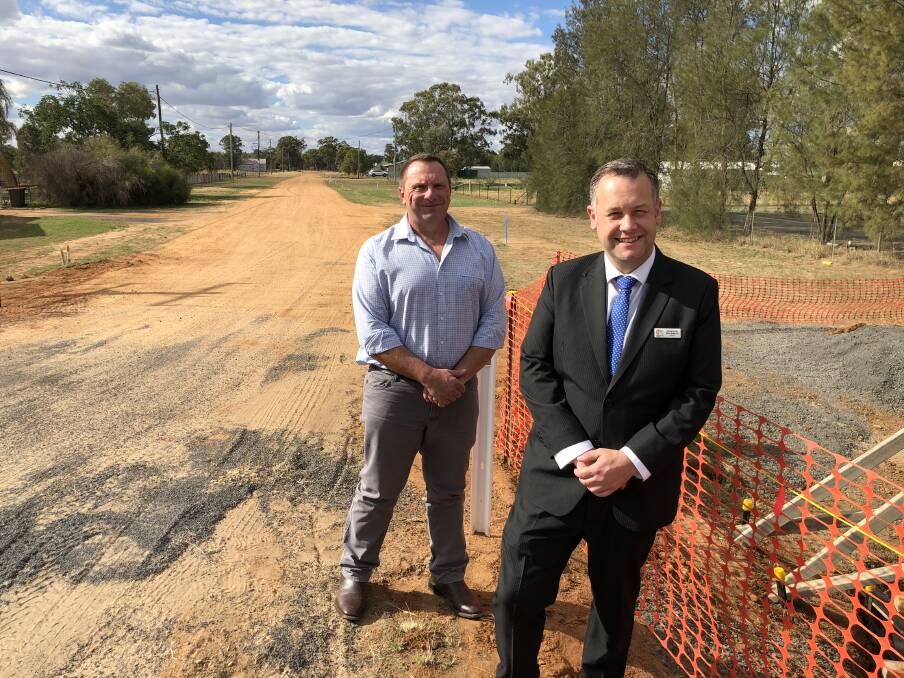 WORK IN PROCESS: Dubbo Regional councillors Greg Mohr and Ben Shields in Eumungerie. Photo: CONTRIBUTED
