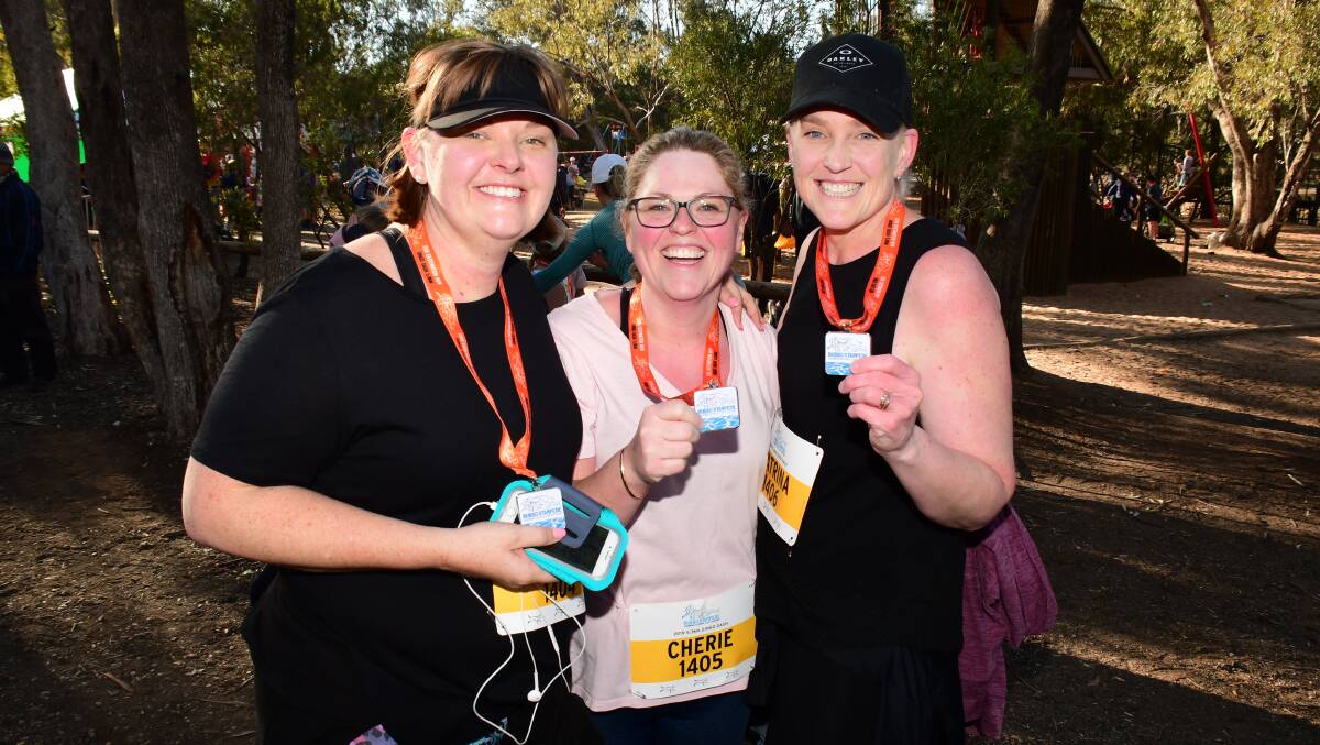POPULAR EVENT: Kristy and Cherie Isbester with Anna Toomey were among those who took part in the 2019 Dubbo Stampede at Taronga Western Plains Zoo. Photo: AMY McINTYRE