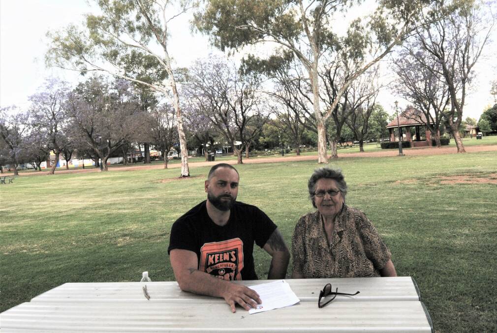 CRISIS: Nathan Frank from the Wiradjuri Aboriginal Corporation with Wiradjuri elder Coral Peckham fight for their birth rights. Photo: TAYLOR DODGE