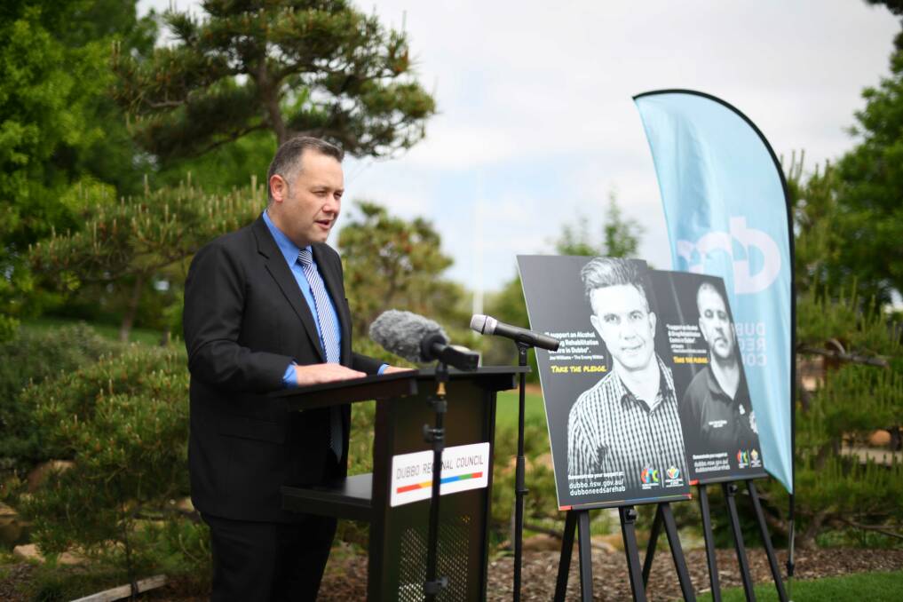 Mayor Ben Shields at the launch of the logo for the Dubbo Needs a Rehab campaign. Photo: CONTRIBUTED