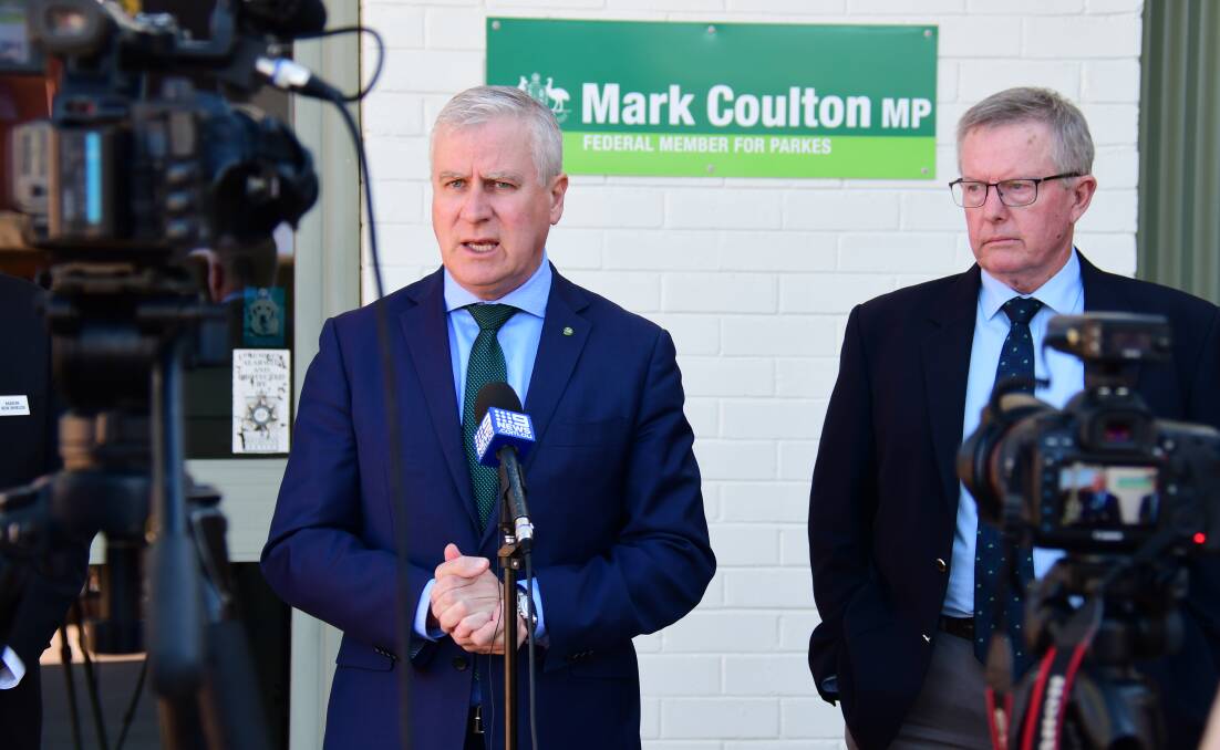 WIN FOR REGION: Deputy Prime Minister Michael McCormack and Parkes MP Mark Coulton announcing the funding. Photo: AMY McINTYRE