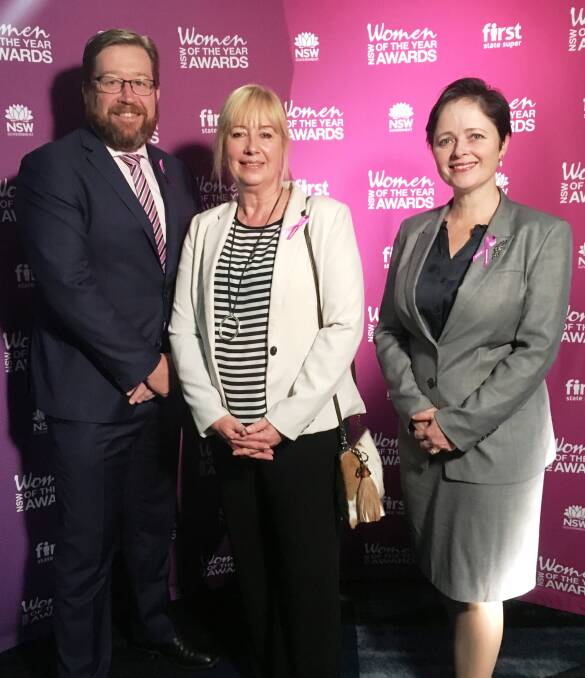 JOBS FOR WOMEN: Dubbo MP Troy Grant, Juliet Duffy and Minister for Women Tanya Davies at the Women of the Year Awards. Photo: CONTRIBUTED
