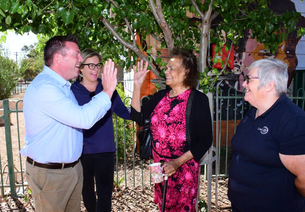 MEANINGFUL WORK: Dubbo MP Dugald Saunders, Joh Leader, Pat Doolan and Judy Armstrong celebrating the news. Photo: AMY McINTYRE