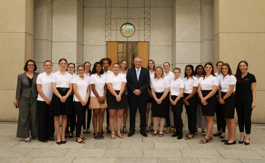 The Country to Canberra participants with Prime Minster Scott Morrison. Photo: CONTRIBUTED