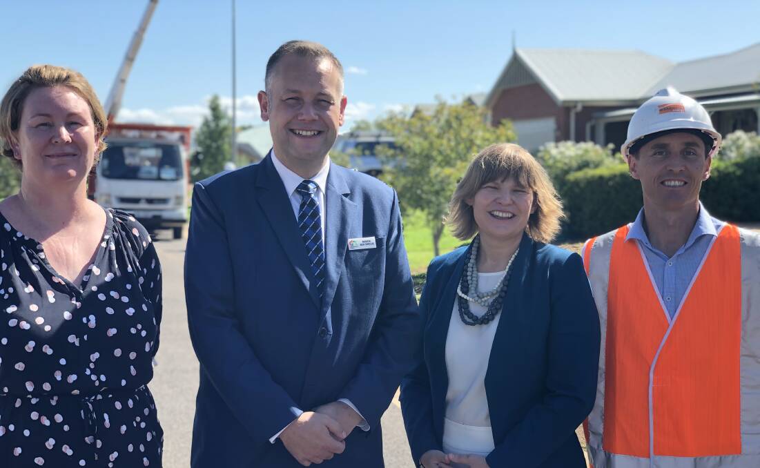 ENERGY SAVINGS: Dubbo Regional Council's environmental sustainability coordinator Catriona Jennings, mayor Ben Shields, council's acting CEO Skye Price and Andrew Tomlins from Essential Energy supporting the change to LED streetlights. Photo: CONTRIBUTED