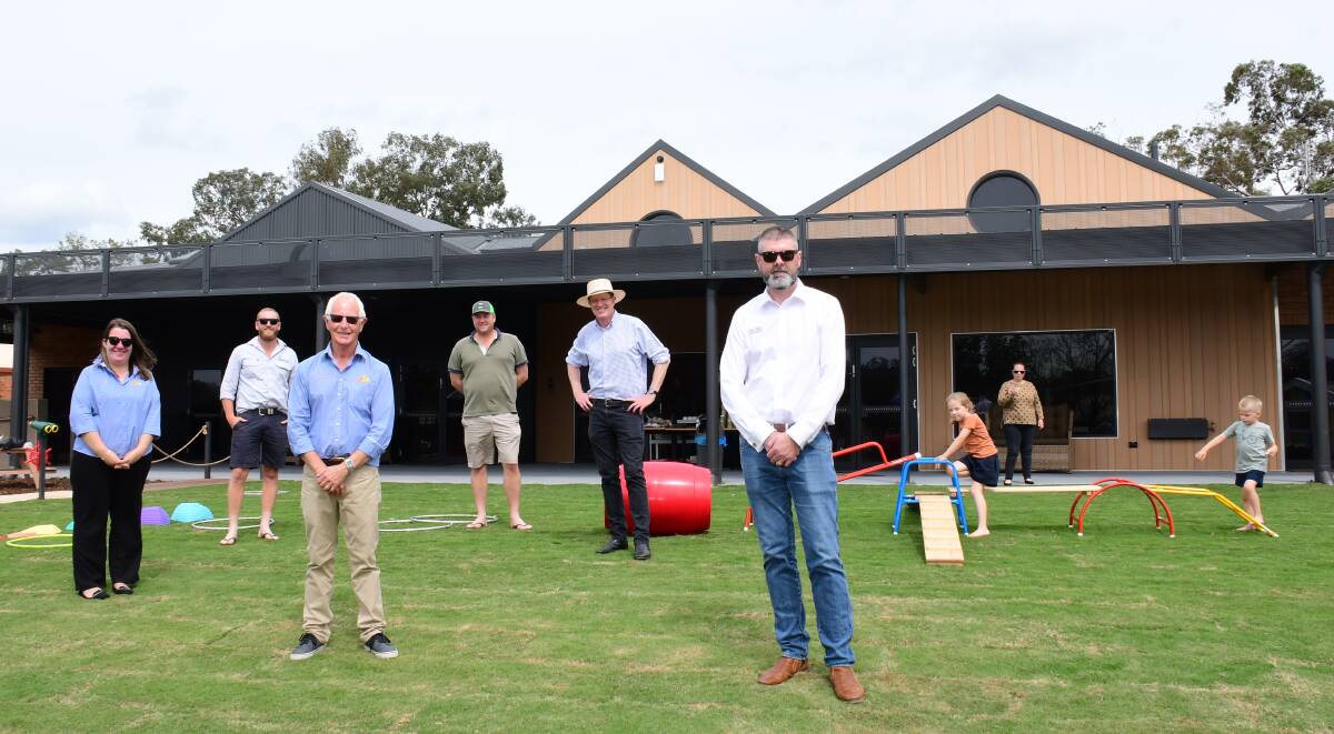 MILESTONE: Dixie Robinson, Matt Redfern, Will Redfern, Terry Frost. Andrew Gee and Brendan Morris at the open day. Photo: AMY McINTYRE