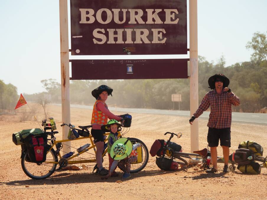 ADVENTURE: Andrew and Nicola Hughes, along with their two children, five-year-old Hope and three-year-old Wilfy are taking their education on the road and pedalling across Australia. Photo: CONTRIBUTED