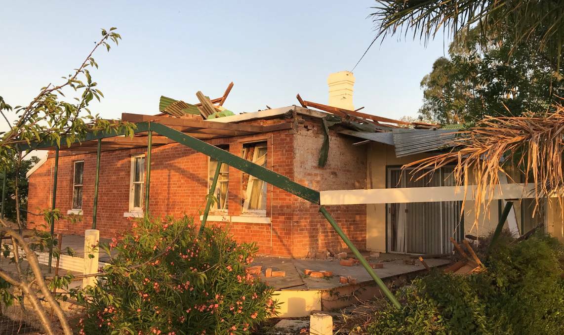 Destructive: The damage to a house at Euchareena caused by the storms. The weather caused a busy night for State Emergency Service volunteers. Photo contributed.