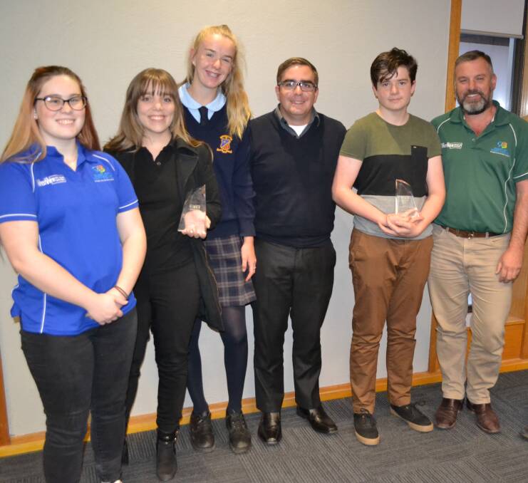SUCCESS: Youth council's Heather Brandon, Jess Hull, Emily O'Dea, Nick McKenna, Phoenix Aubusson-Foley and Jason Yelverton with the awards. Photo: CONTRIBUTED