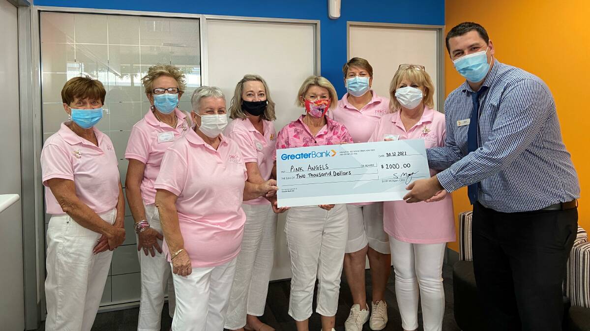 SUCCESS: Greater Bank's Central West regional sales manager Will Boyd presenting the cheque to the Pink Angel committee members. Picture: CONTRIBUTED
