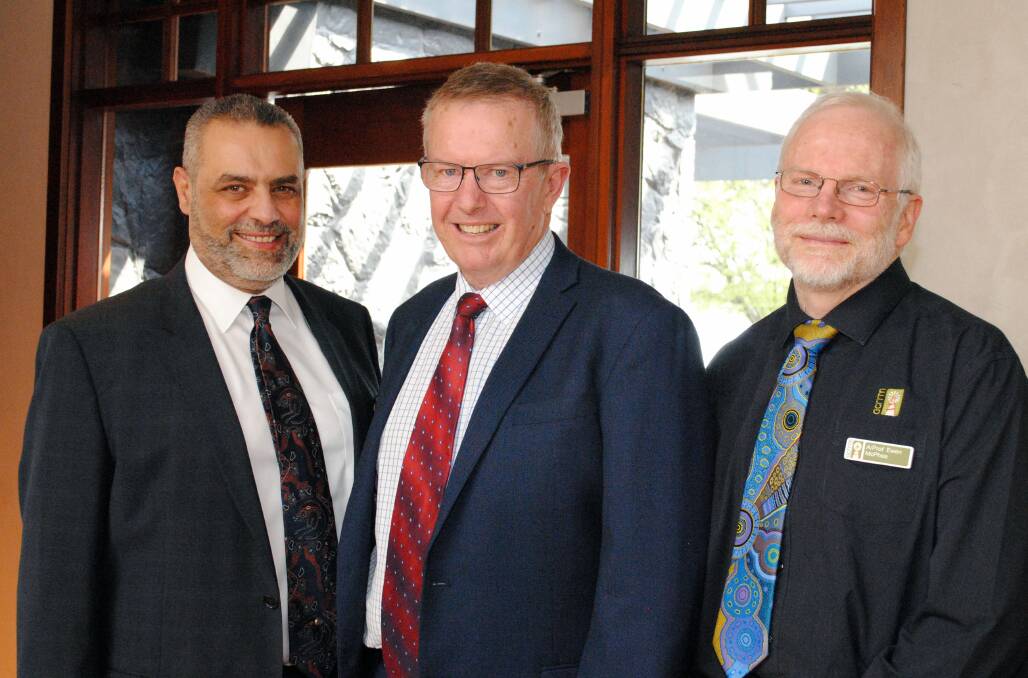 PUSH FOR DOCTORS: Royal Australian College of General Practitioners' Ayman Shenouda, Member for Parkes Mark Coulton and Australian College of Rural and Remote Medicine's Ewen McPhee. Photo: CONTRIBUTED