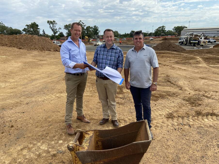 Ben Shields (centre), with Mark Stanford and Brett Harvey at the site of the proposed Bunnings. File photo