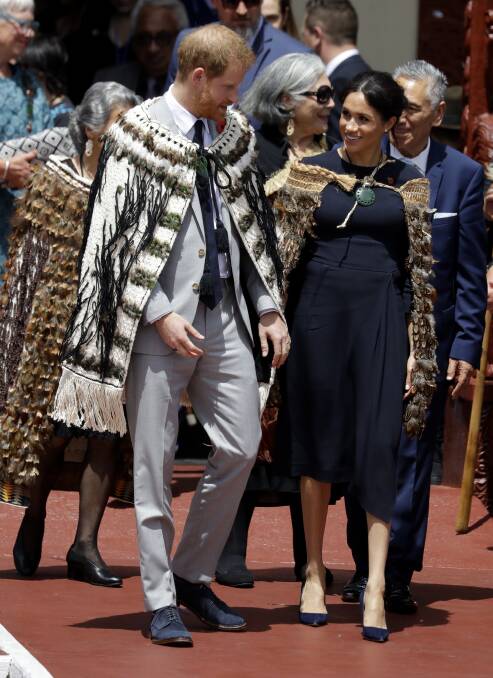FAREWELL: The Duke and Duchess of Sussex in New Zealand on the final day of their tour of Australia, New Zealand, Tonga and Fiji. Photo: KIRSTY WIGGLESWORTH