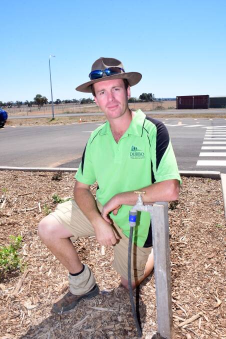 WATER: The Dubbo Green Space Alliance member and turf supplier Alex White said he was staying positive rather than focusing on the 'doom and gloom'. Photo: BELINDA SOOLE