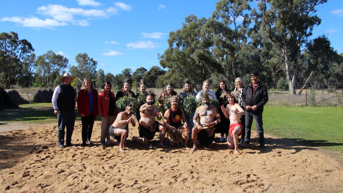 Federal Member for Parkes Mark Coulton pictured with some of the attendees at the official opening of the new shed at Wiradjuri elder Uncle Ralph Nadens property. Picture: Supplied