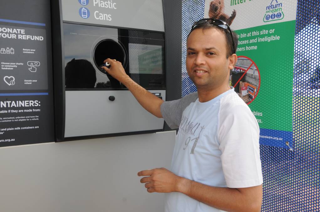 RETURN AND EARN: Saupriya Solanki says he would like to see more reverse vending machines in Dubbo. Photo: ORLANDER RUMING