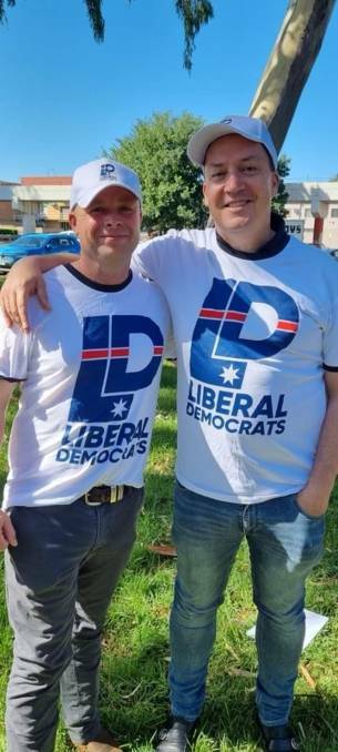 Parkes candidate Peter Rothwell (L), pictured with John Ruddick - Mr Ruddick is the Liberal Democrat party's lead senate candidate for NSW. Photo: CONTRIBUTED