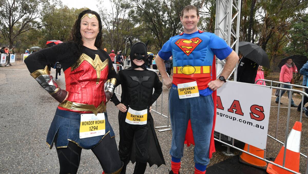 SUPER RUNNERS: Wonder Woman, Batman and Superman all took part in the 2018 Dubbo Stampede at Taronga Western Plains Zoo. They may make an appearance again this year. Photo: AMY McINTYRE