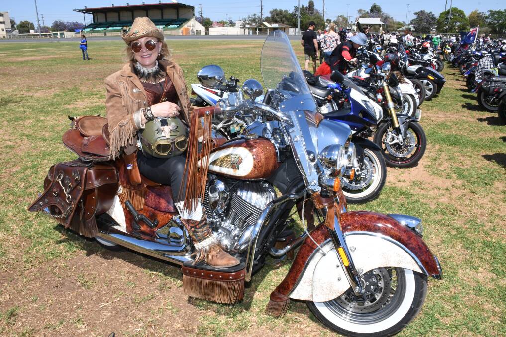 ADVENTURE BEFORE DEMENTIA: Grandmother Chris Keeble plans to travel Australia, and the world, on her bespoke motorbike Calamity Jane, which she's spent 15 months customising. Photo: AMY McINTYRE