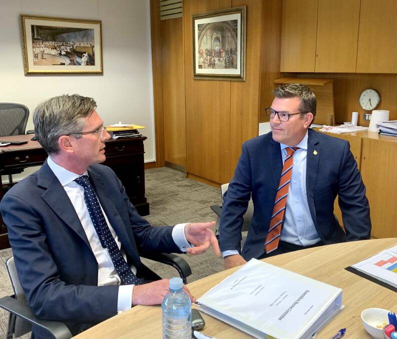 NEEDED: Dubbo MP Dugald Saunders discussing the issue with NSW Treasurer Dominic Perrottet at Parliament last week. Photo: CONTRIBUTED
