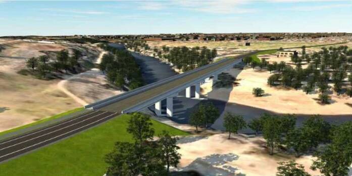 An artist's impression of the Minore Road to Sandy Beach Road/Bligh Street. Image: Dubbo South New Bridge report