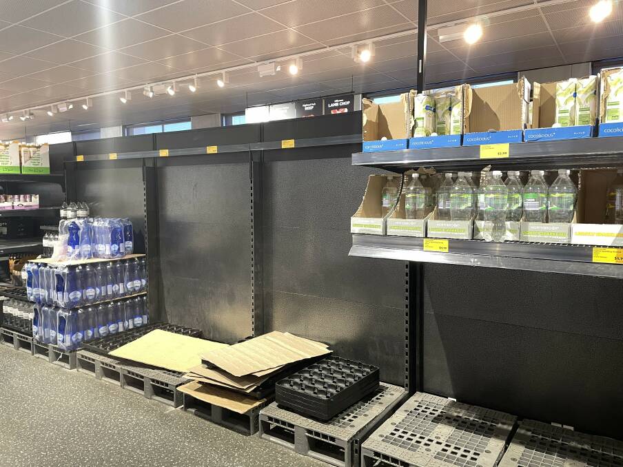 Shelves at Dubbo Aldi picked clean of bottled water.
